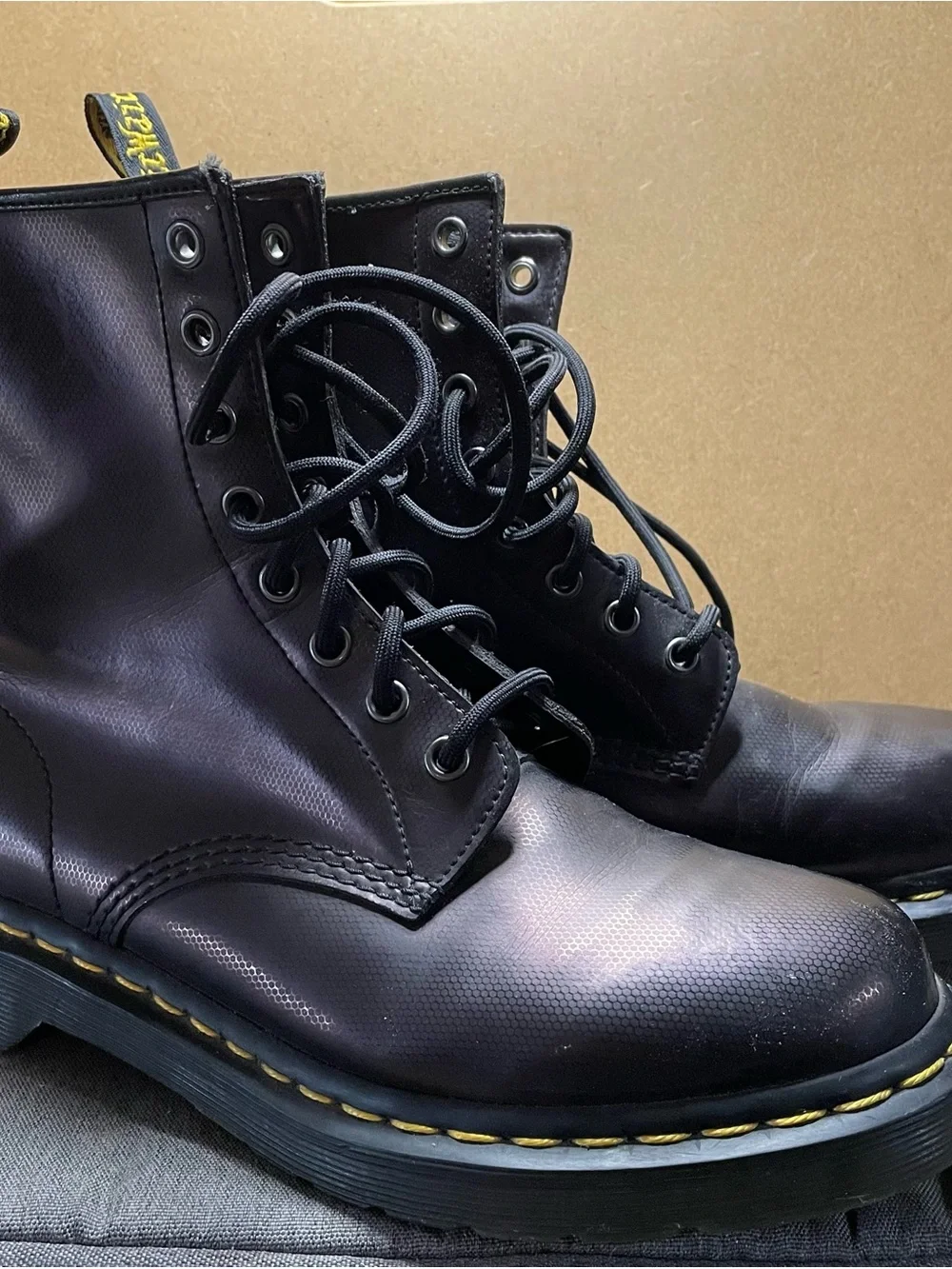 Dr. Martens Iridescent, Dark Purple Lace-Up Men's Combat Boots